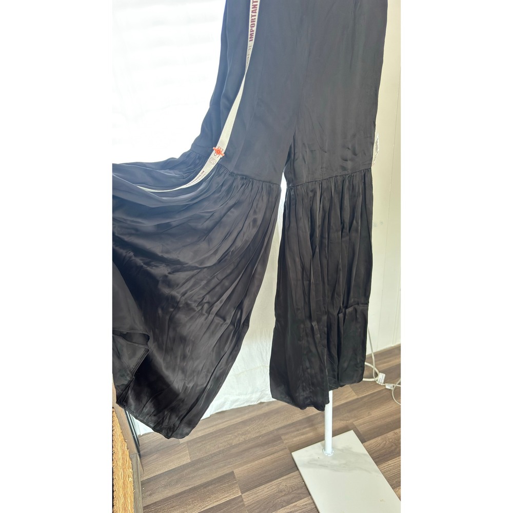 $445 NWT Sani Black Wide Leg Palazzo Pants Flare Tiered Ruffle Boho M - Picture 3 of 8